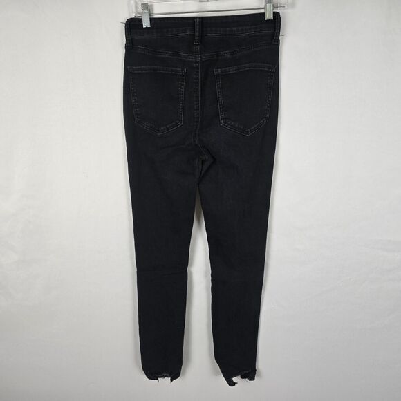 SO Jegging Juniors 7 / 28 Black Super High Rise Curvy Destroyed Button - Picture 5 of 16